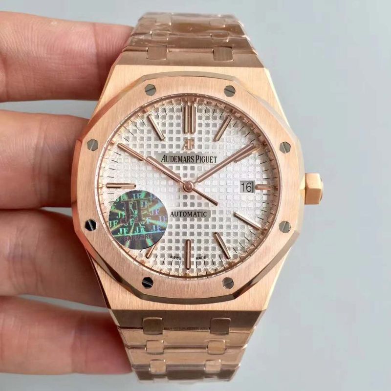 JF廠 愛彼（Audemars Piguet ）皇家橡樹系列15450 玫瑰金金色錶盤 搭載日本原裝MIYOTA 9015自動機芯，復刻AP C alibre 3120機芯