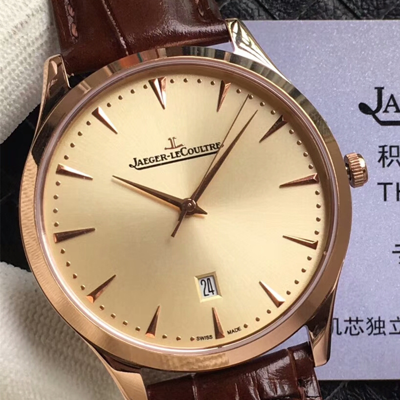 積家 Jaeger‑LeCoultre 大師系列 3針有歷款式 搭載進口9015機芯 小牛皮錶帶